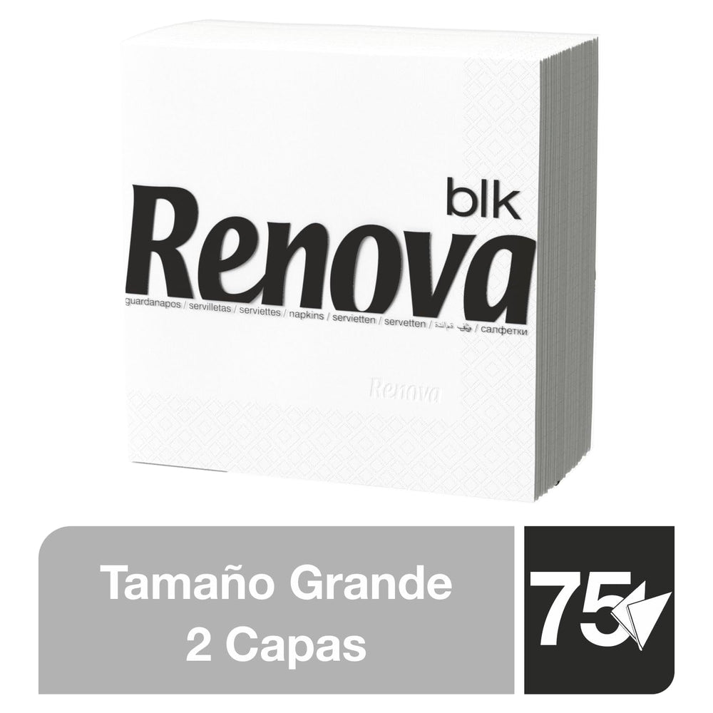 Grandes serviettes en papier blanc Renova, 75 serviettes