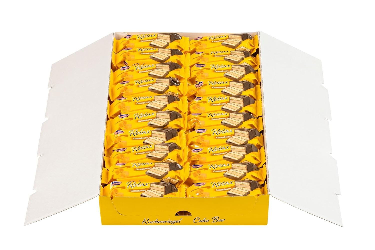 KuchenMeister Relax Barre à gâteau au cacao 32 g | Génoise au chocolat | Garniture délicate à la crème de cacao | Croustillant au chocolat noir | Collation parfaite entre les repas | 1 x barre 32g