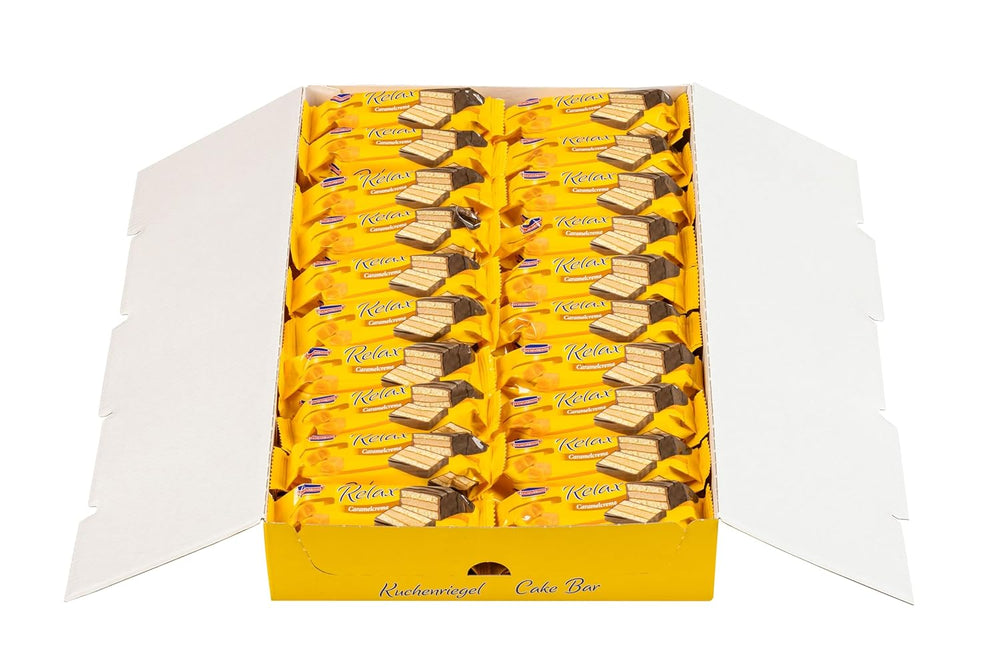 KuchenMeister Relax Barre à gâteau au cacao 32 g | Génoise au chocolat | Garniture délicate à la crème de cacao | Croustillant au chocolat noir | Collation parfaite entre les repas | 1 x barre 32g
