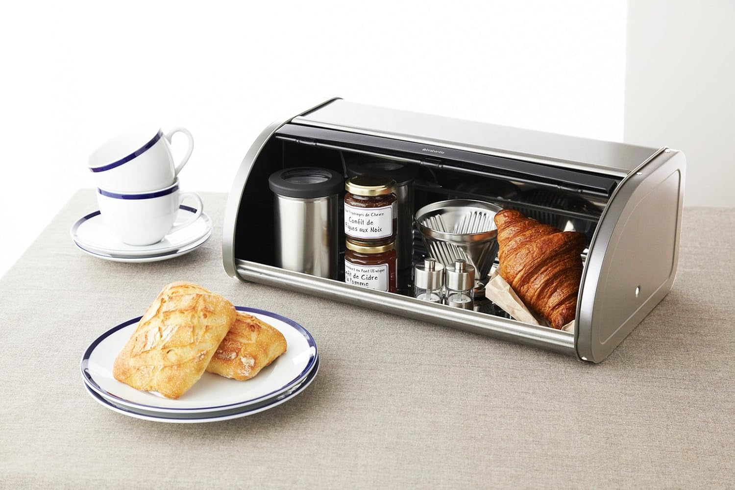 Corbeille à pain roulante/acier brillant (y compris les panneaux latéraux) Naty Shop Boîtes de conservation des aliments