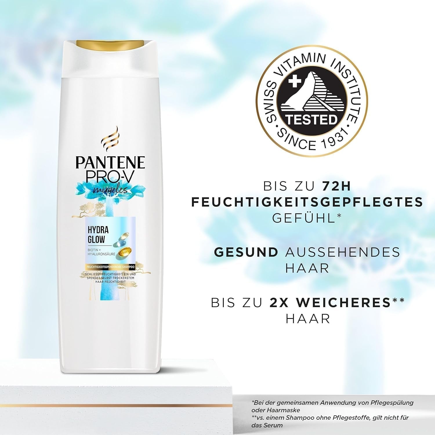 Pantene Pro-V Hydra Glow Shampooing hydratant à la biotine pour cheveux secs et abîmés Pantene Douche et bain