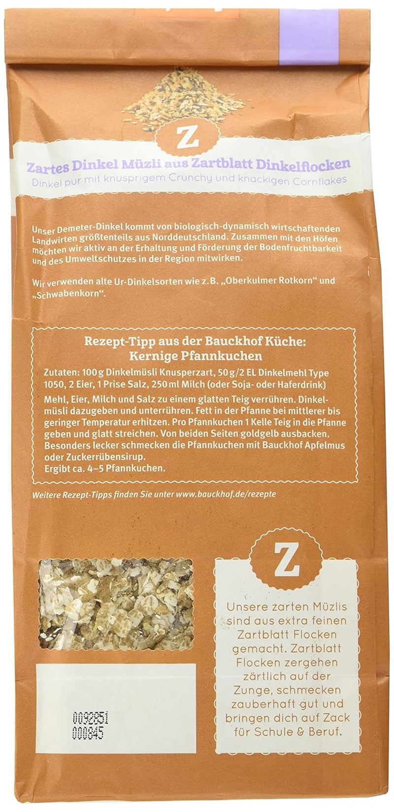 Muesli d'épeautre croustillant Hof (1 x 425 g) paquet de 1