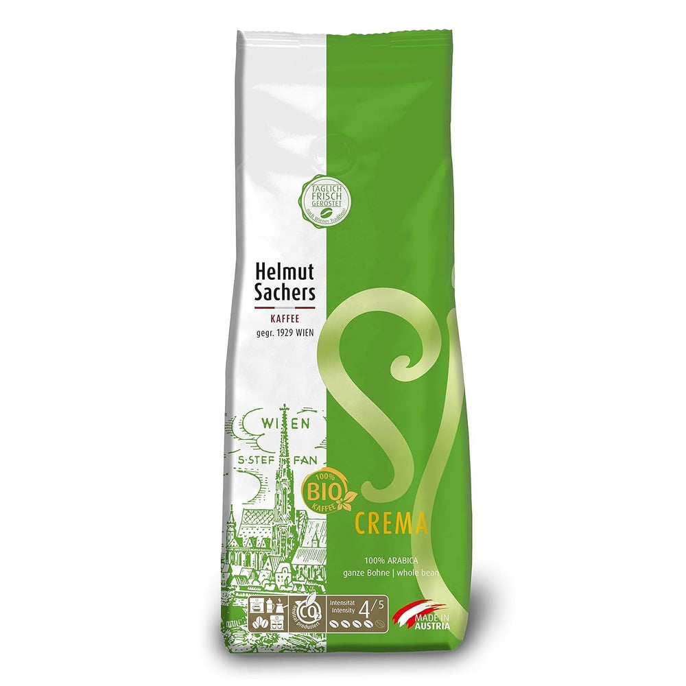 Helmut Sachers Kaffee - amestec vienez, cafea Viennese Melange din boabe Arabica de primă clasă, prăjite în Austria Cafea Naty Shop 500 grame Bio Crema