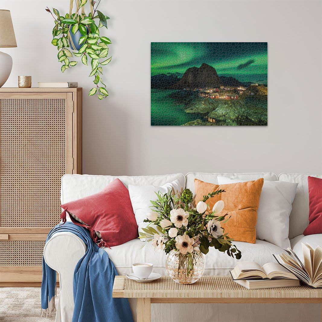 Ravensburger Puzzle 12000357 1000 piese - Aurora Boreală Norvegia, Luminile Nordului peste Hamnoy - Puzzle pentru adulți și copii de la 14 ani, Puzzle cu motive norvegiene, [Exclusiv la Amazon] Puzzle Naty Shop