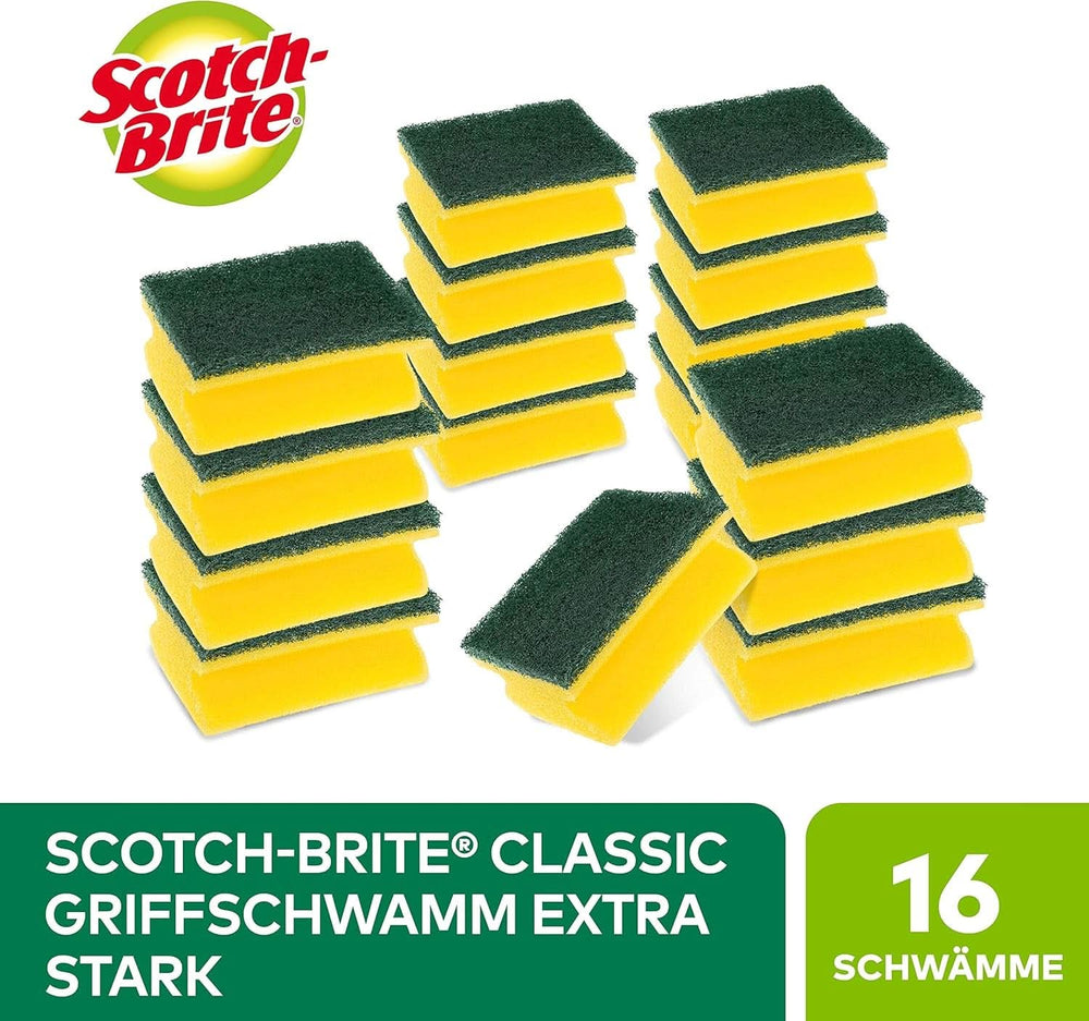 Scotch-Brite Classic Pot Cleaner, 16 bureți per pachet, burete pentru bucătărie - curăță puternic și eficient Detergenti Bucatarie Naty Shop