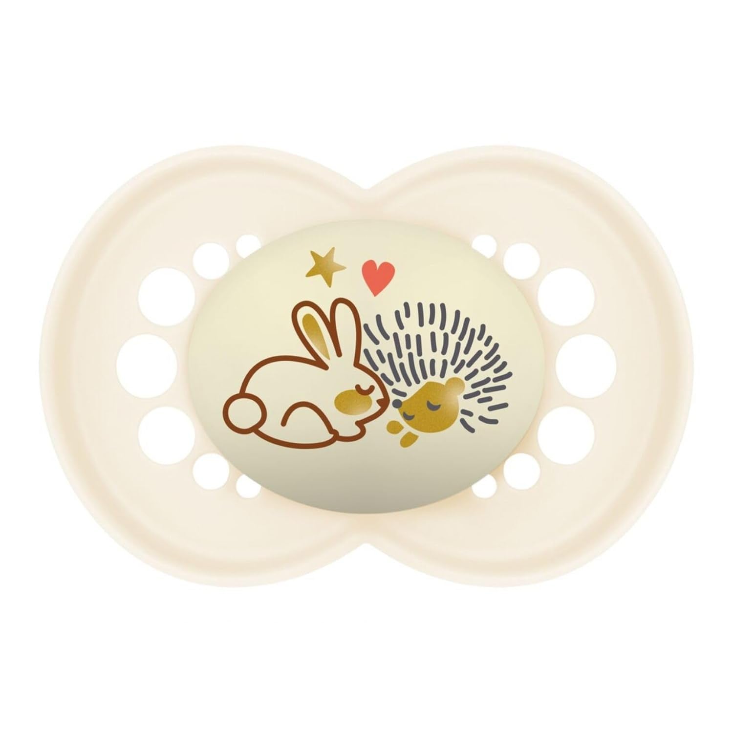 MAMAN | Sucette originale beige 18+ mois (pack de 3) couleur aléatoire - Tétine symétrique en silicone ultra-doux - Sucette bébé de forme anatomique pour un développement optimal de la bouche