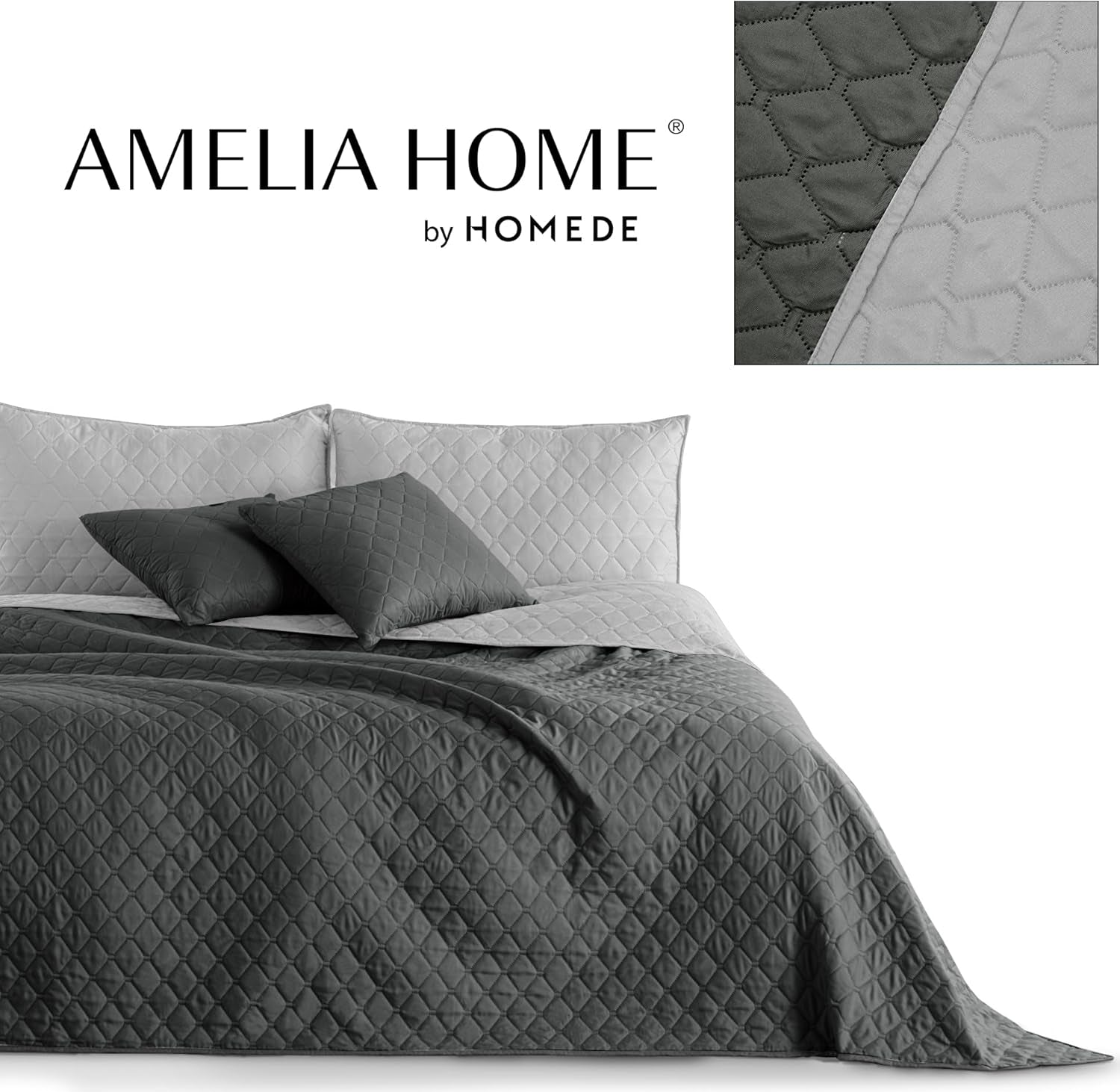 Couvre-lit DecoKing 200 X 220 Cm Graphite Anthracite Gris Argenté Couvre-lit double face facile d'entretien Axel Beds and Couvertures Besuche den DecoKing-Store