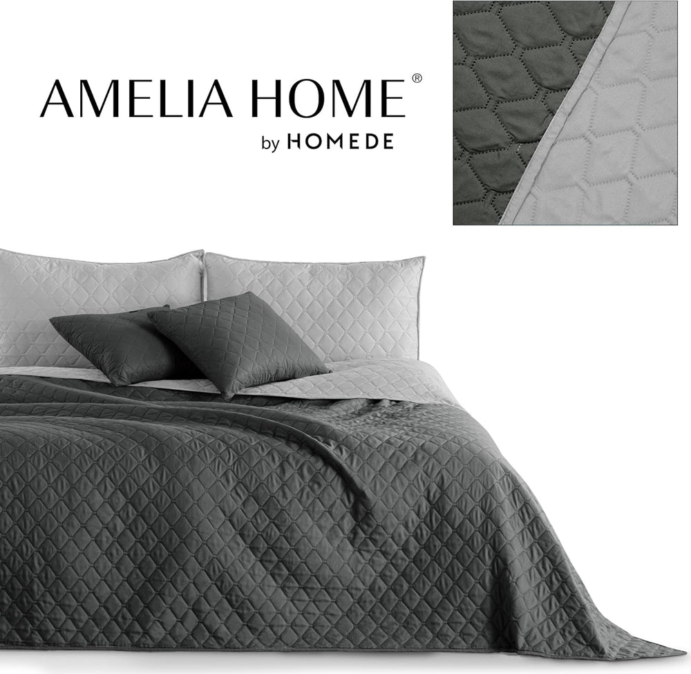 Couvre-lit DecoKing 200 X 220 Cm Graphite Anthracite Gris Argenté Couvre-lit double face facile d'entretien Axel Beds and Couvertures Besuche den DecoKing-Store