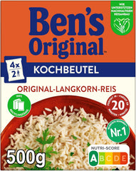 BEN'S ORIGINAL™ Riz à grains longs, cuit en sachet, 9 x 500 g, 20 minutes