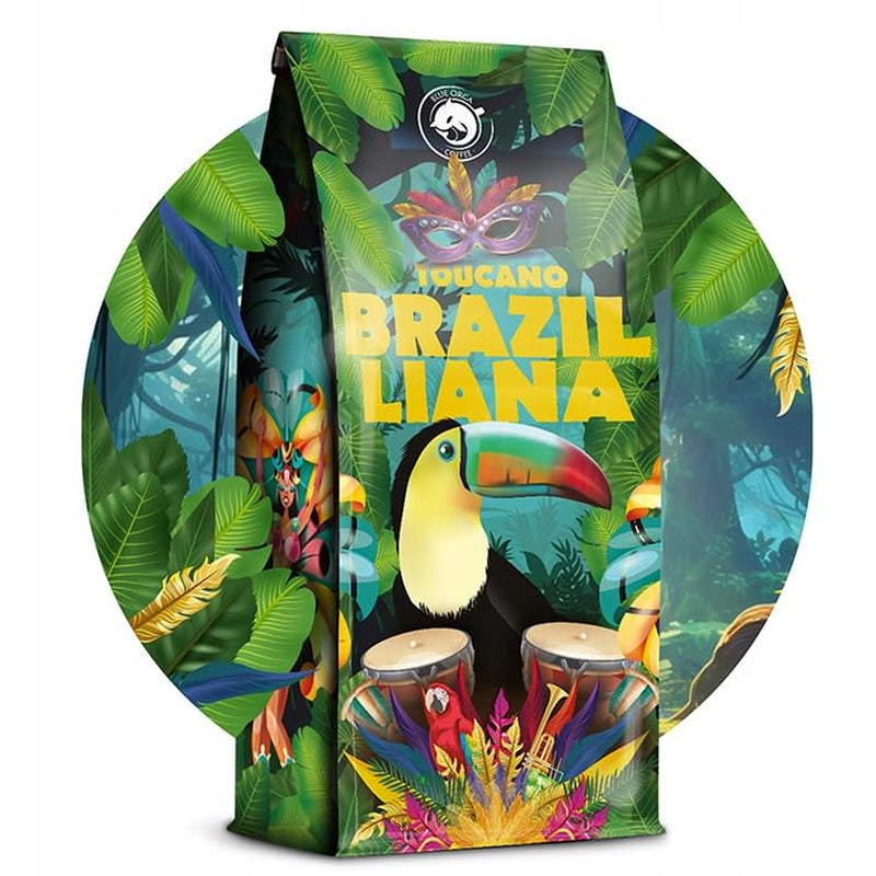 Café moulu Brazilliana Toucano 1 kg | 100% Arabica | avec des notes de noix, de chocolat et de raisins secs | torréfaction moyenne, faible acidité | pour machines à expresso | Torréfaction de café Blue Orca