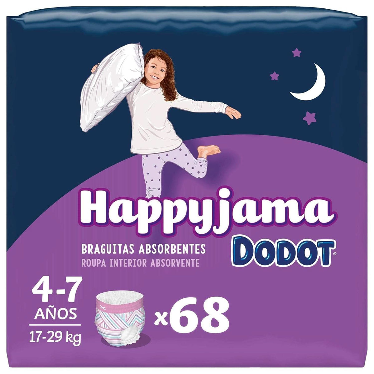 Couches Happyjama pour filles, 4-7 ans (17-29 kg), 68 pièces, couches avec protection anti-buée pendant la nuit Mère et Enfant Naty Shop