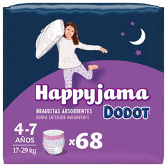 Couches Happyjama pour filles, 4-7 ans (17-29 kg), 68 pièces, couches avec protection anti-buée pendant la nuit Mère et Enfant Naty Shop