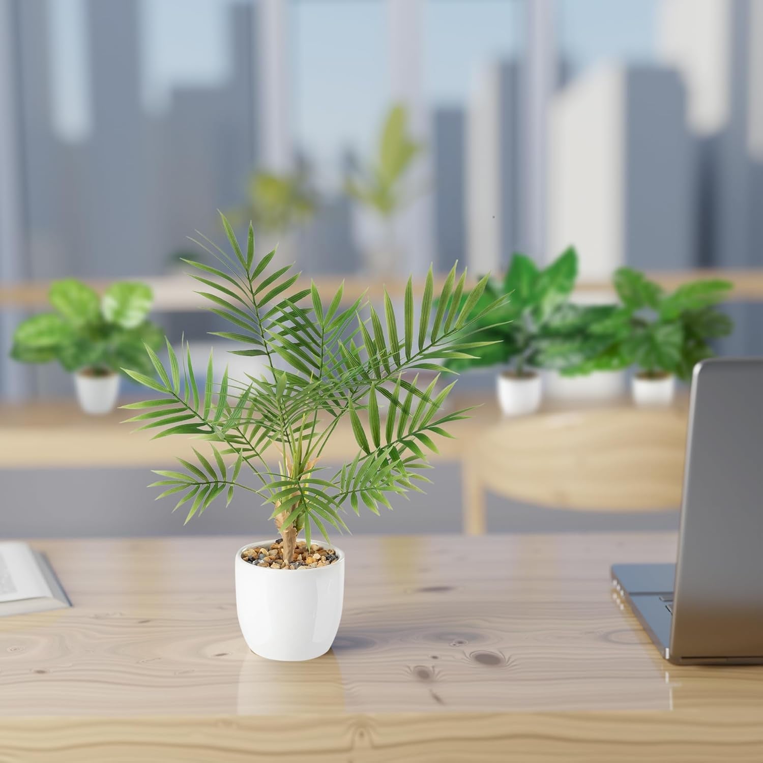 PASCH® 4Er Set Tropische Kunstpflanzen Wie Echt (35Cm) in Weißen Keramiktöpfen: U.A. Monstera Künstlich & Areca Kunstpalme | Künstliche Pflanzen Im Topf | Fake Plant | Kunstblumen Im Topf