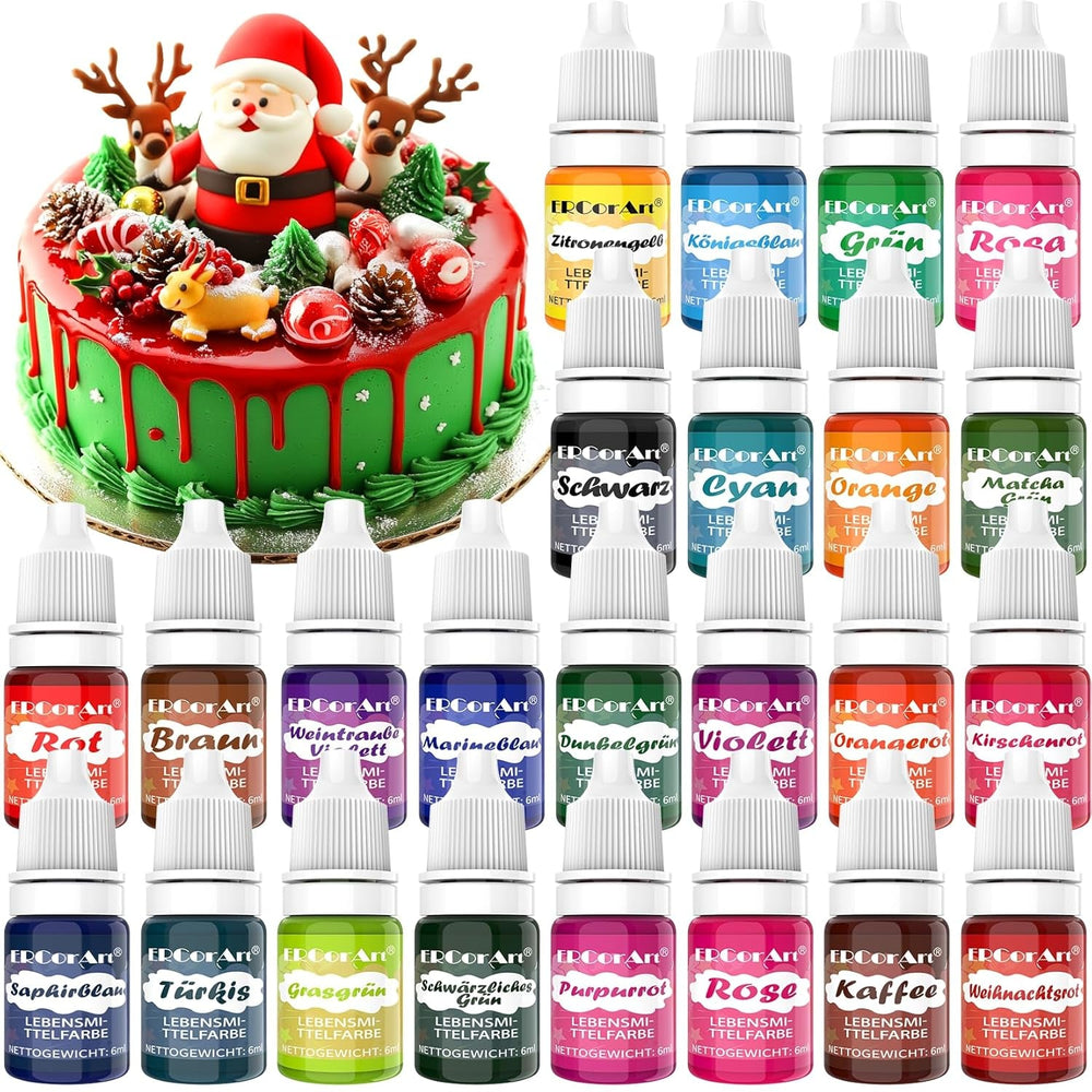 Colorant alimentaire en poudre – 24 colorants alimentaires hautement concentrés, colorants alimentaires vibrants pour gâteaux, macarons, fondants, pâtisseries, glaçages, crème au beurre, biscuits – 2 g (chacun)