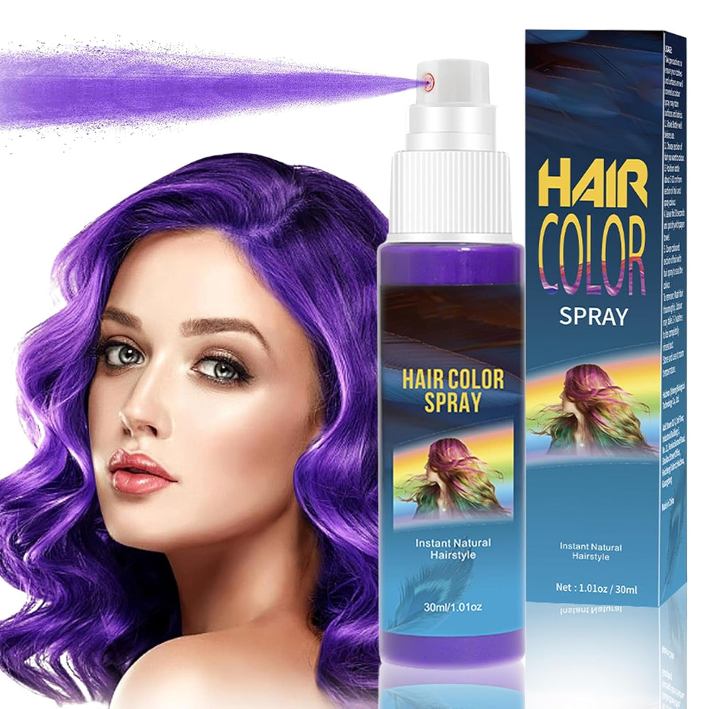 Coloration de laque - 30 ml de spray de coloration temporaire vert, spray de coloration temporaire pour cheveux naturels, teinture capillaire lavable pour fête cosplay Halloween (vert) Naty Shop Coloration capillaire violette