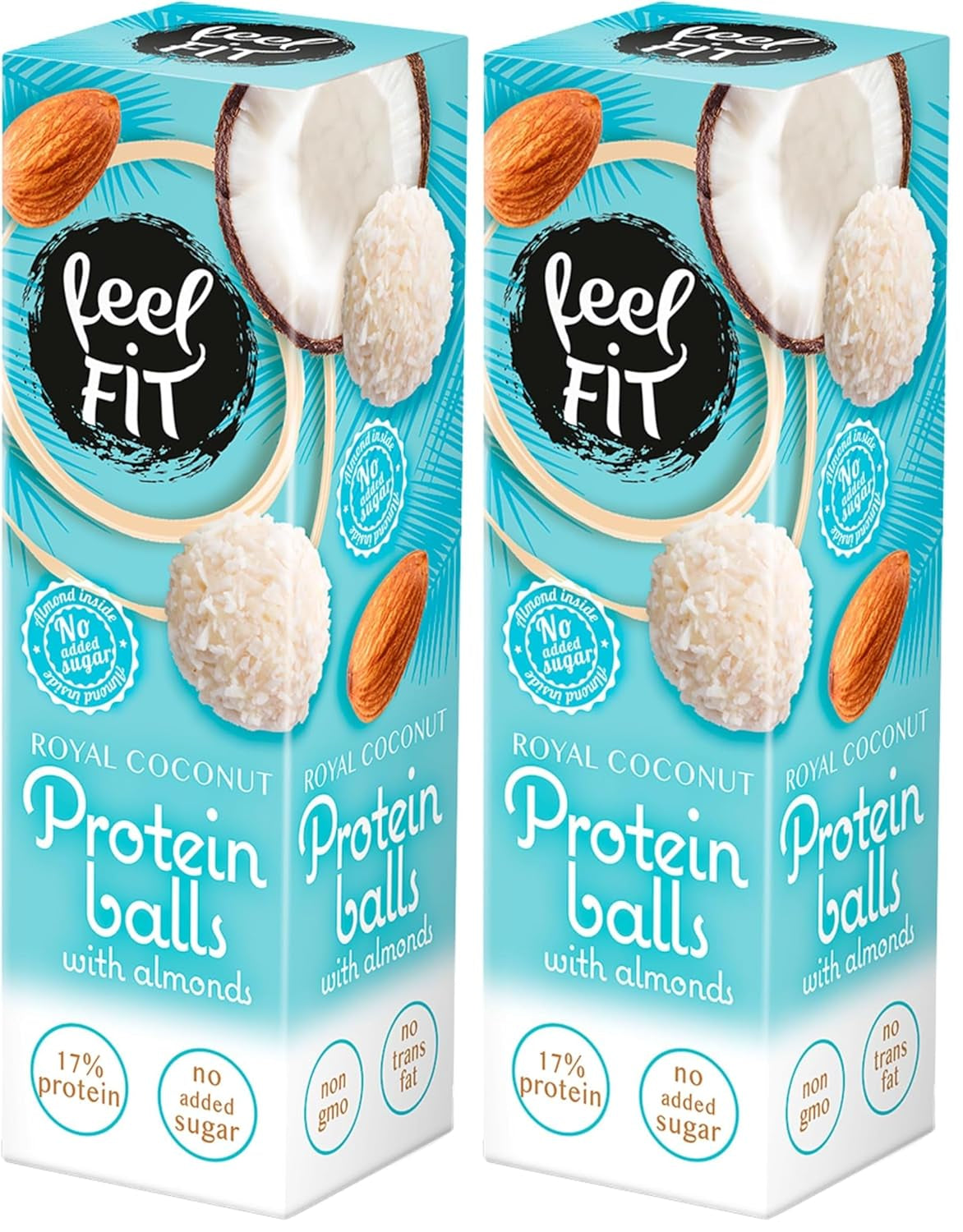 Pralinés noix de coco et amandes sans sucre, feel FIT, sans sucre ajouté, 17% de protéines, 63 g