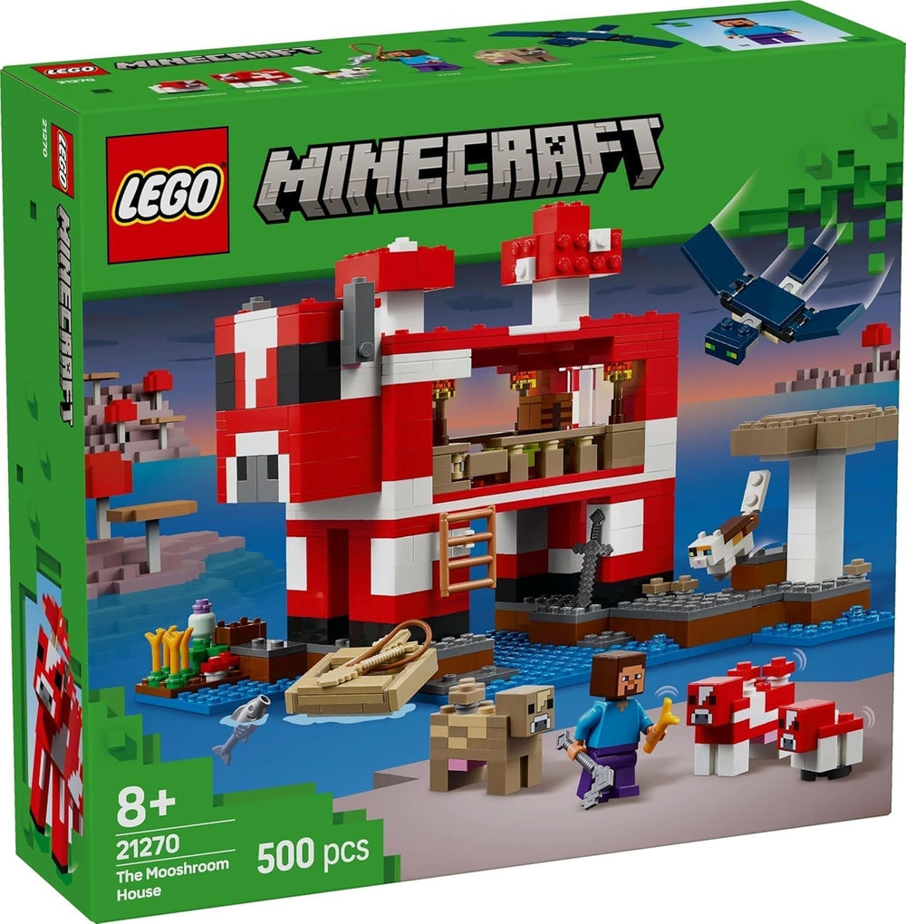 LEGO Minecraft La maison de la vache champignon Jeu vidéo de construction Modèle Mushroom Land avec figurines Steve et autres personnages Ensemble de jeu pour garçons et filles de 8 ans 21270 Jeux de construction Beuche den LEGO-Store