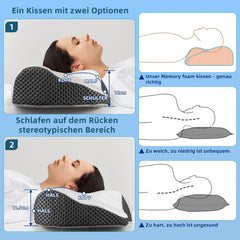 IDEA Oreiller pour douleurs cervicales Oreiller orthopédique en mousse à mémoire de forme Oreiller ergonomique pour un soutien optimal Oreiller anti-ronflement pour le sommeil latéral, dorsal et abdominal Oreillers orthopédiques cervicaux Naty Shop