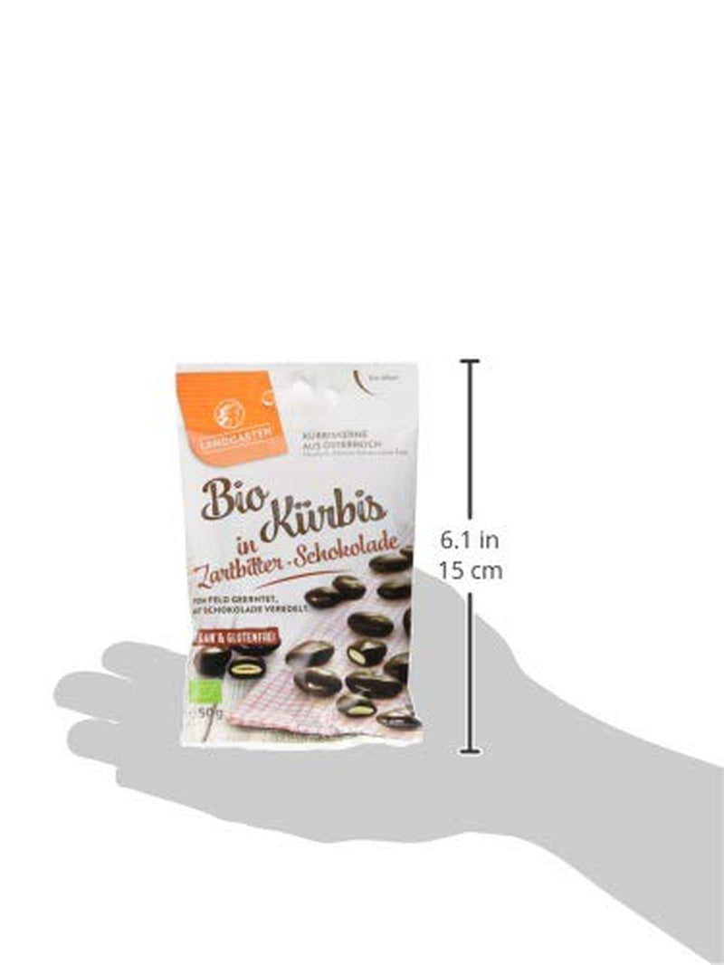 Landgarten Graines de citrouille biologiques au chocolat noir – Snack végétalien au chocolat aux graines de citrouille rôties – Source de magnésium – 1 x 50 g