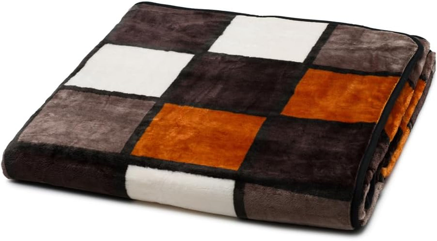 Gözze - Couverture douce et confortable, toucher cachemire, grammage du tissu lourd 500 G/M², Antigua, 150 X 200 Cm - Moutarde/Noir/Blanc Lits et Couvertures Besuche den Gözze-Store Cannelle/Noir/Blanc