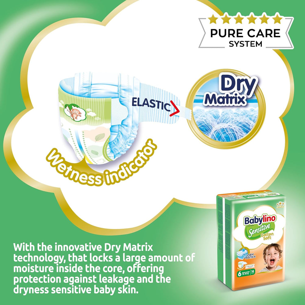 Couches pour bébés sensibles, taille 6, extra large (13-18 kg), 114 couches