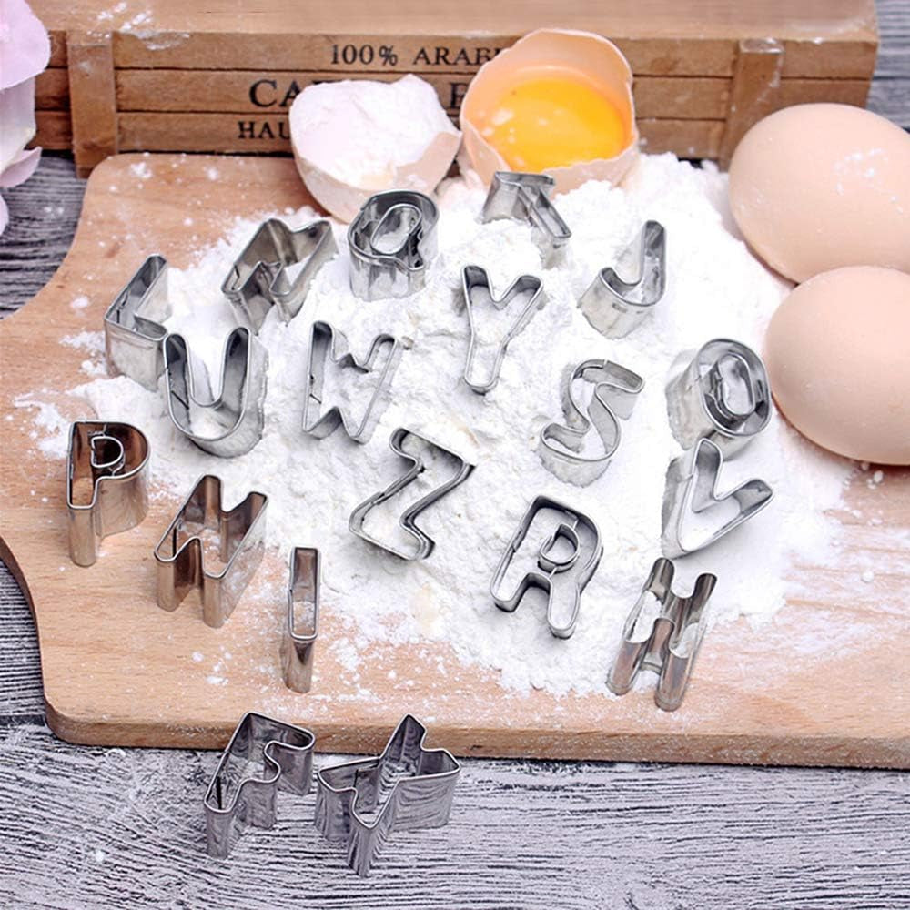 Emporte-pièces lettres de l'alphabet Biscuits fondants bricolage symbole en plastique moule de cuisson en acier inoxydable Biscuits de l'alphabet Gadget de cuisine ensemble d'accessoires de cuisson