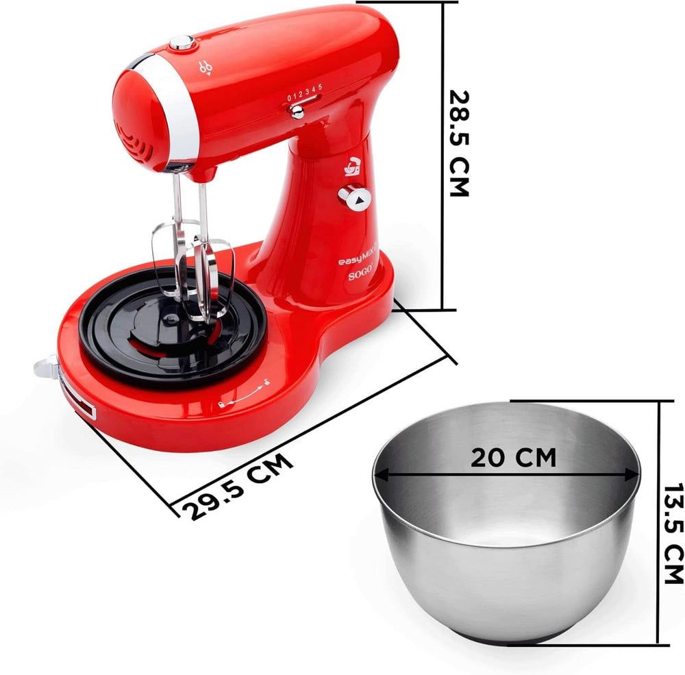 SS-14506 Machine à cuisine, mixeur et mixeur 3 en 1 avec couteaux, bâtonnets et haken zum kneten aus edelstahl, 5 Geschwindigkeiten, 3,2 litres (Rot) Mother and Child Naty Shop
