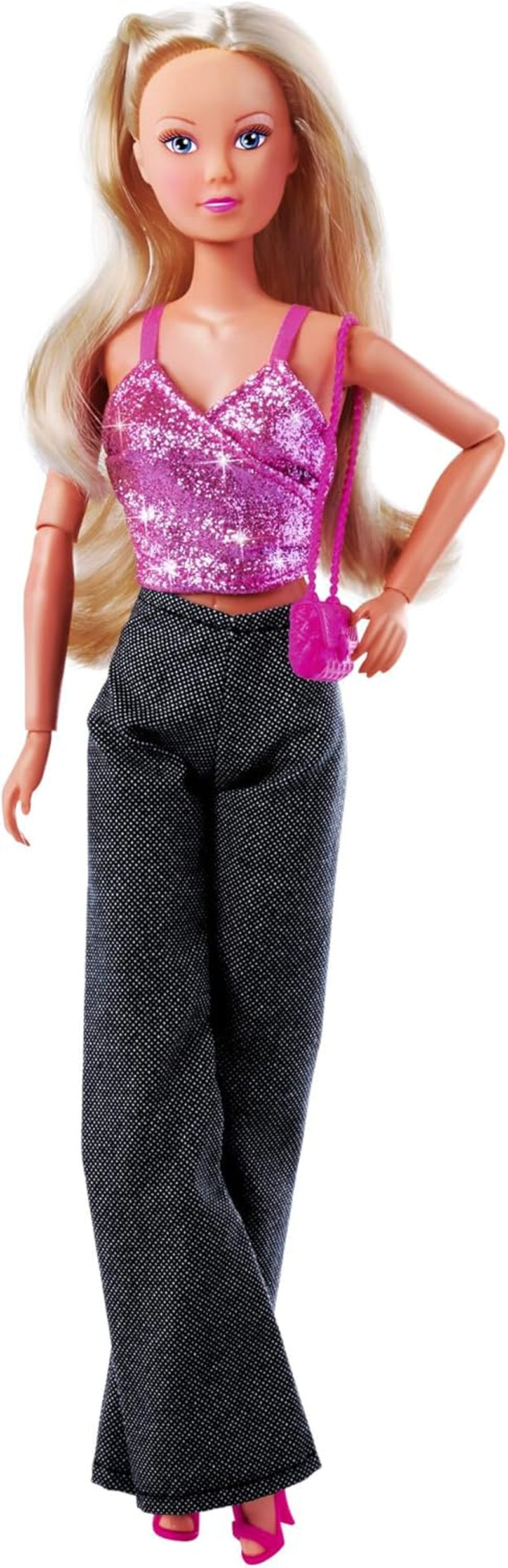 Simba Steffi Love Jeans & Glitter, 2-Fach Sortiert, est Wird nur EIN Artikel geliefert, Glittertop mit Jeans und Fashion Zubehör, for 29cm Ankleidepuppen, sans poupée, à partir de 3 ans