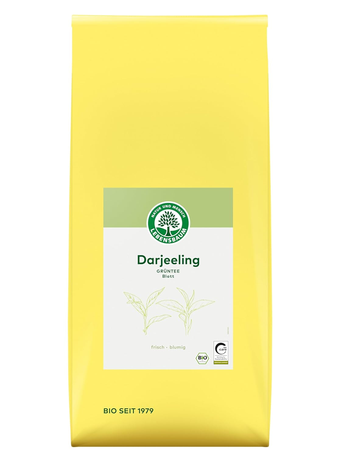 Lebensbaum Darjeeling Ceai verde cu frunze întregi, ceai organic, ceai verde cu aromă proaspătă de flori, cu o culoare ușor verde, 1000 g