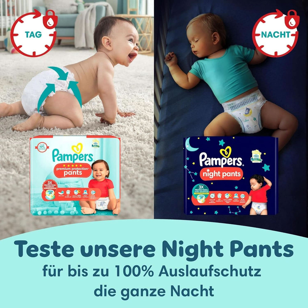 Couches Pampers Bébé Pantalon taille 5 (12-17Kg) Premium Protection, Junior avec poche Stop and Protect, 144 couches Panty Mère et Enfant Naty Shop