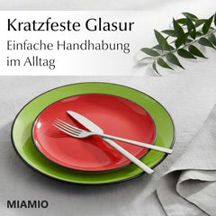 MIAMIO - Lot de 6 assiettes/assiettes en grès céramique - Collection Le Papillon (Coloré, Petites Assiettes (6x))