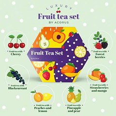 ACORUS | Service à thé aux fruits de luxe | Coffret cadeau de thés naturels en 6 saveurs | Tisanes, thés aux fruits | Assortiment de thés | Boîte à thé de 60 sachets de thé