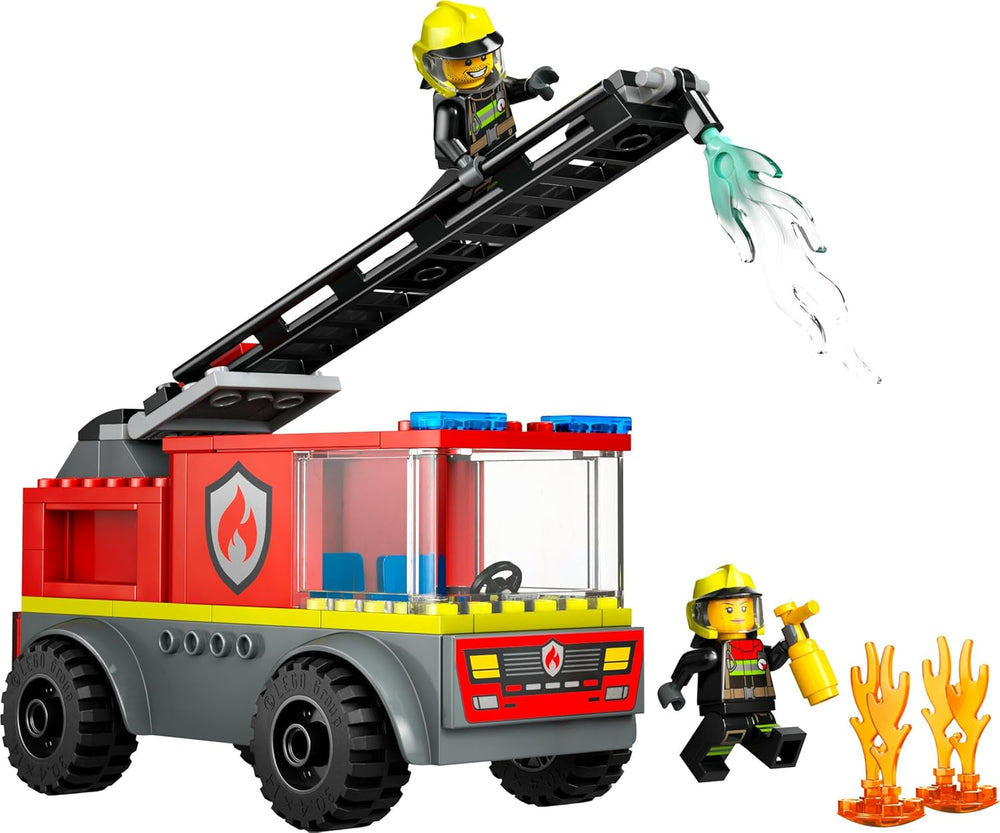 LEGO City Feuerwehrleiterfahrzeug - Feuerwehrauto Spielzeug mit 2 Feuerwehrmann Minifiguren für Jungen und Mädchen ab 4 Jahren - Lernspielzeug - Geschenk für Vorschulkinder 60463
