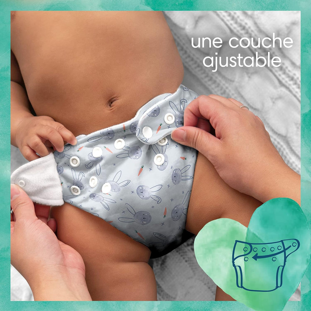 Pampers - Pack de démarrage Harmony Hybrid, 3 couches lavables + 25 couches supérieures jetables - 1 paquet