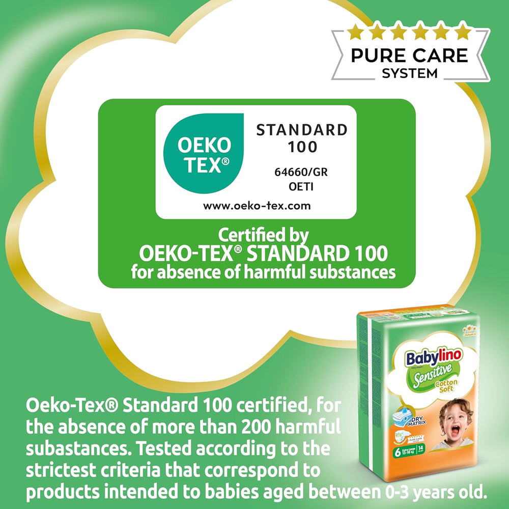 Couches pour bébés sensibles, taille 6, extra large (13-18 kg), 114 couches