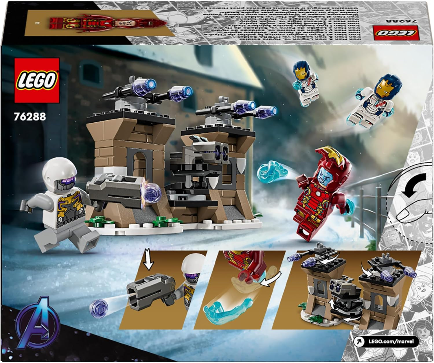 LEGO Marvel Iron Man et Iron Legion contre. Hydra Soldier, jouet de construction Avengers, ensemble de jeu créatif pour enfants et fans de super-héros, cadeau pour garçons et filles de 6 ans 76288 Ensembles de construction Besuche den LEGO-Store