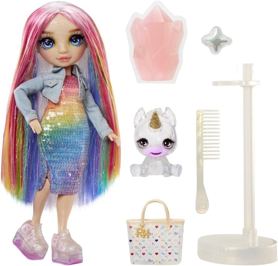 Păpușă Rainbow High Fashion cu slime și animal de companie - Amaya (Culori curcubeu) - păpușă strălucitoare de 28 cm cu slime sclipitor, animal magic și accesorii de modă - jucărie pentru copii - 4-12 ani Papusi Naty Shop