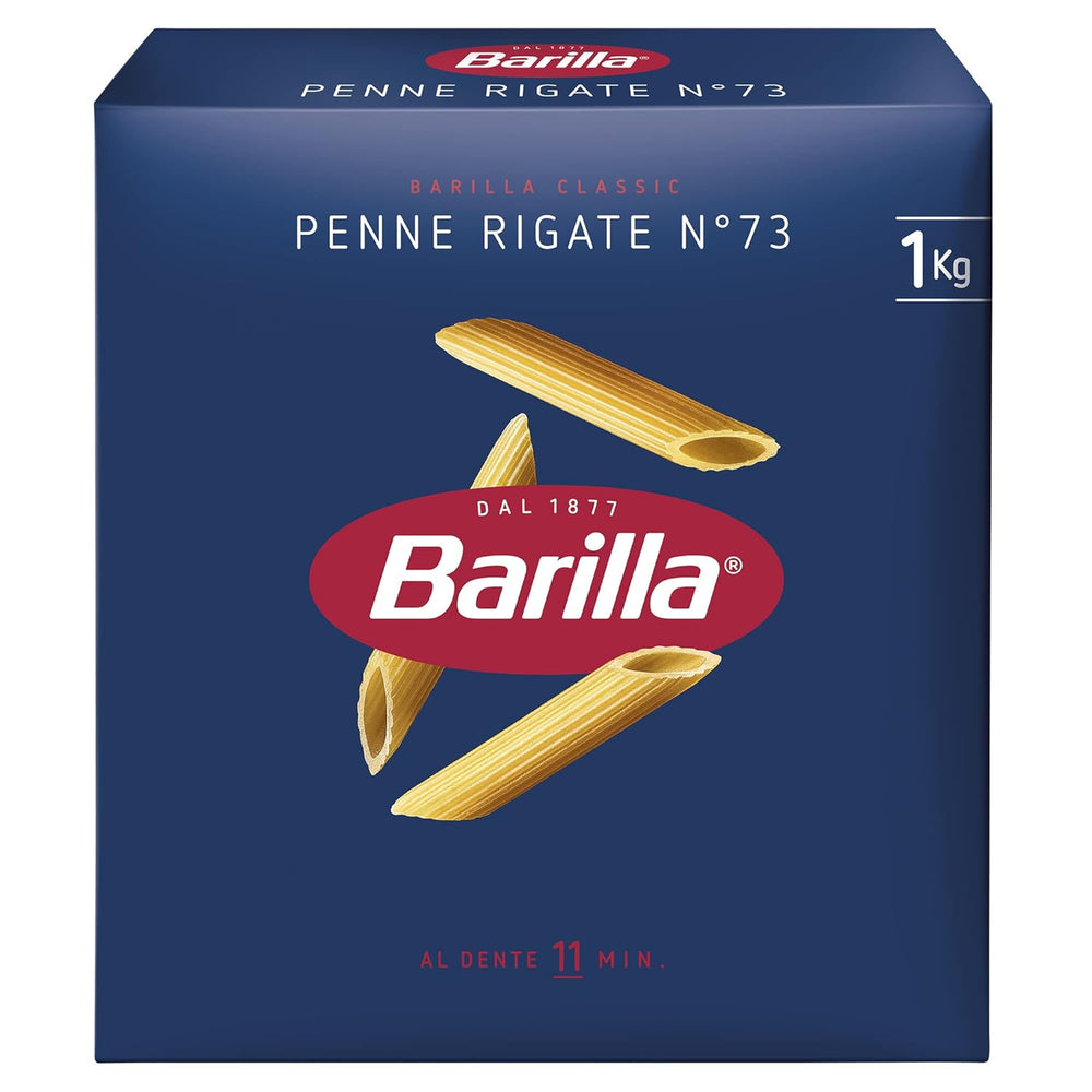 Pâtes Barilla Classic Penne Rigate Nr. 73 de blé dur de haute qualité, toujours al dente, (1 x 1 kg) 1 paquet