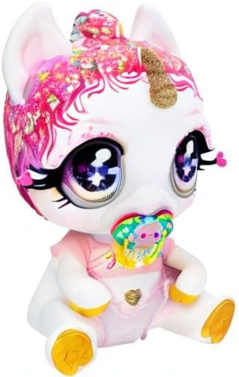 Glitter Babyz MGA Einhorn Baby-Puppe - LUNITA Sky - Mit magischen Farbwechseln, rosa Glitzerhaar, Believe in Yourself Outfit, Windel, Shampoo-Flasche & Schnuller - Für Kinder ab 3 Jahren