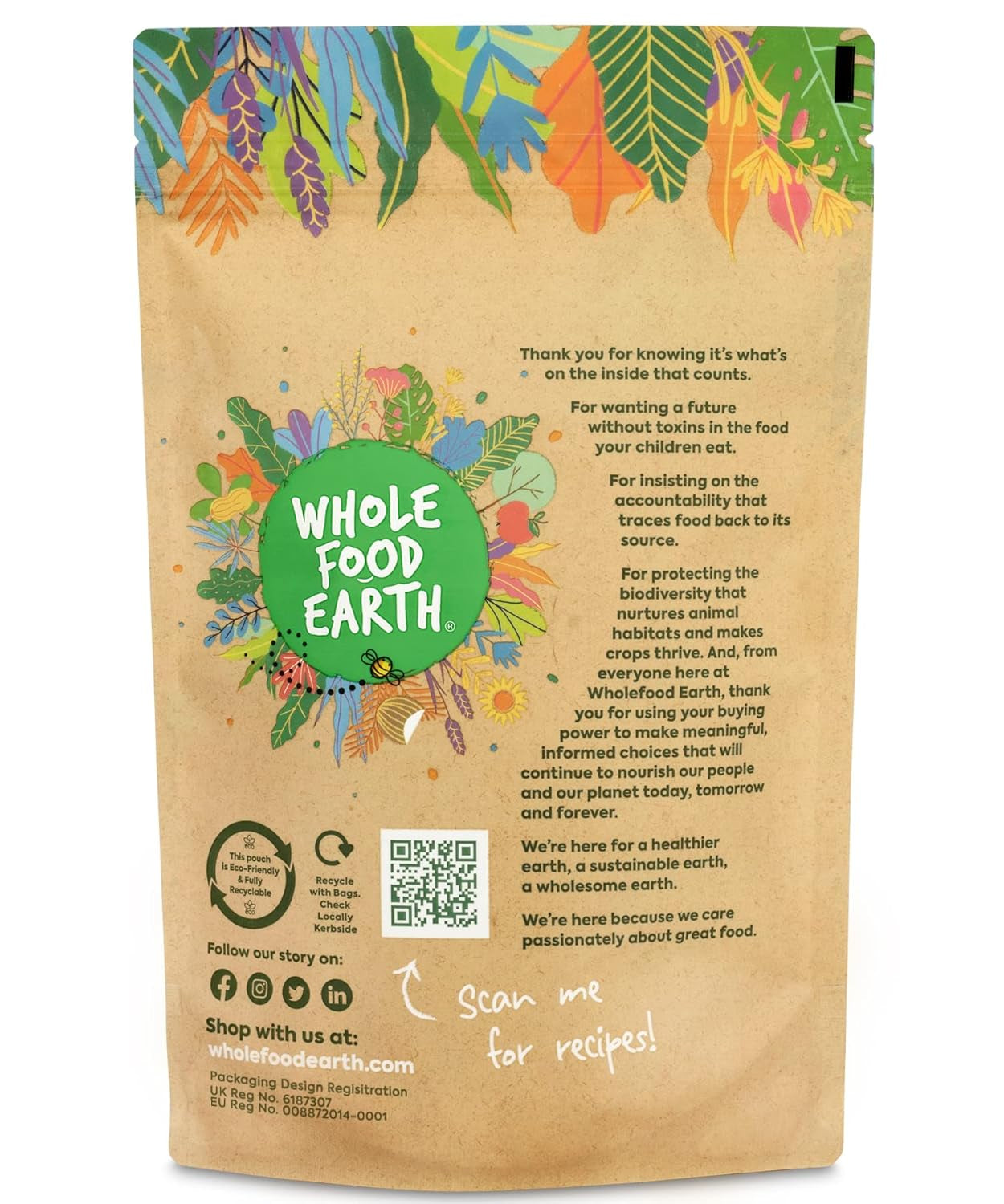 Farine de riz brun biologique Wholefood Earth – 3 kg | Sol en pierre | Sans OGM | Certifié biologique