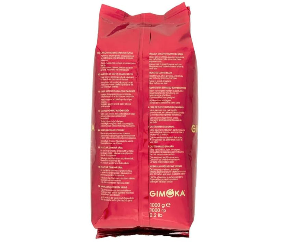 Gimoka Gran Bar Café en grains, riche et crémeux, 1 kg, paquet de 10, + porte-clés