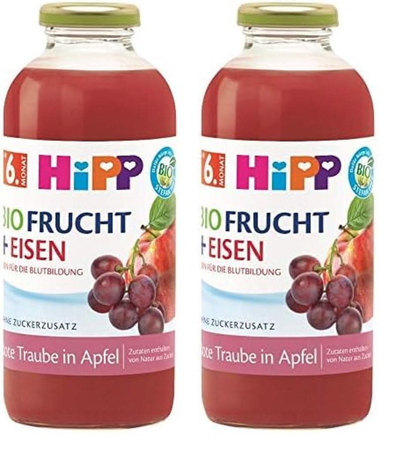 Hipp Boissons bio au jus de fruits +, multifruits à la vitamine C, pack de 6 (6 x 0,5 L) Mère et Enfant Naty Shop 2 x 500 ml Fruits rouges