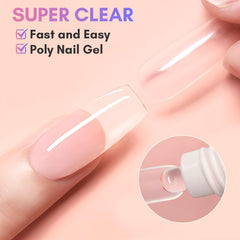 Makartt Poly Nail Extension Gel - 50 ML Extension Builder Acrylic Poly Nägel Aufbaugel Extender Gel Für Gelnägel Für Nagelverlängerung, Nagelstärkung, Nail Art Dekoration(Transparent)
