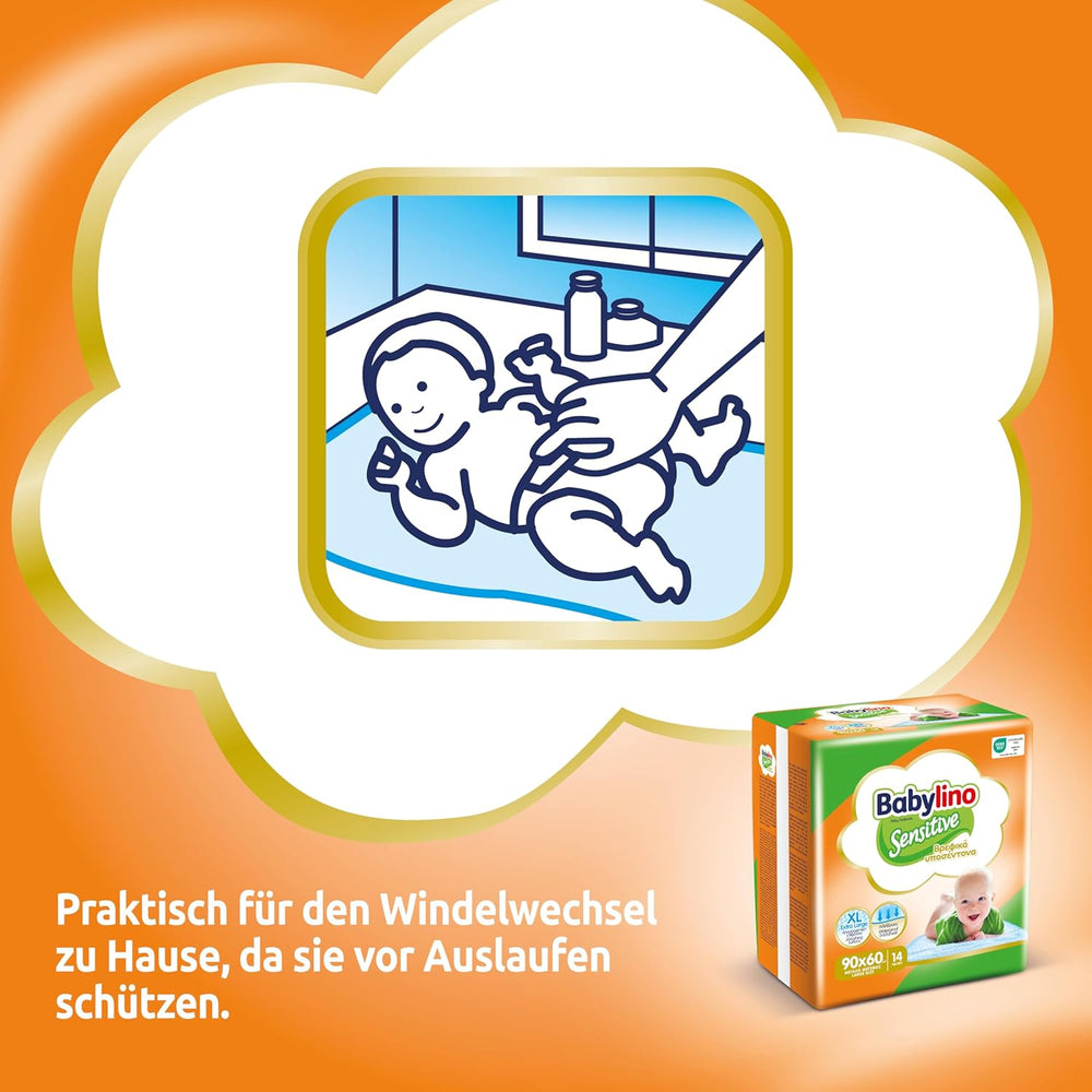 Lingettes humides sensibles, 90 x 60 cm, extra absorbantes, 14 pièces