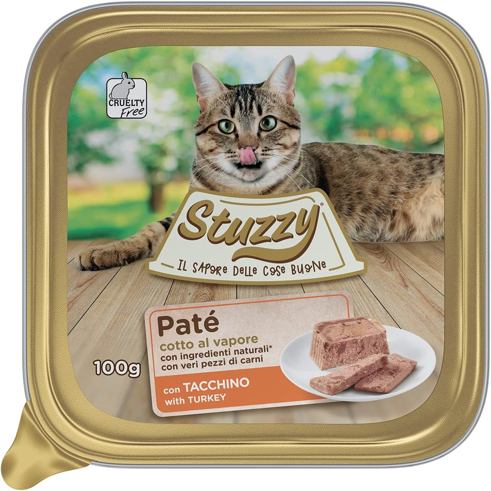 Mister Nassfutter für ausgewachsene Katzen, Turkey, Line Pastete und Fleisch in Stücken, total 3,2 kg (32 Becher x 100 g)