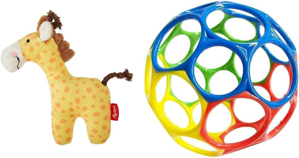Sigikid 41169 Rattle rabbit Red Stars fete și băieți jucărie pentru copii recomandată de la naștere verde Jucarii Bebe Naty Shop Pachet cu Oball Classic Girafă