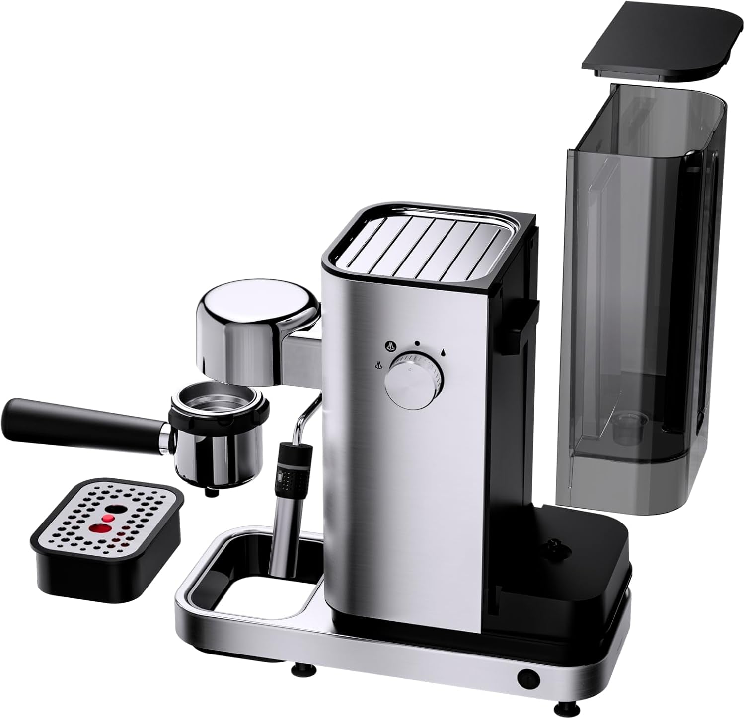 Machine à expresso WMF Lumero, porte-filtre, 1400 watts, porte-filtre, 3 inserts, pour 1-2 tasses à expresso, y compris pour capsules, 15 bars, porte-gobelet, mousseur à lait, acier inoxydable mat