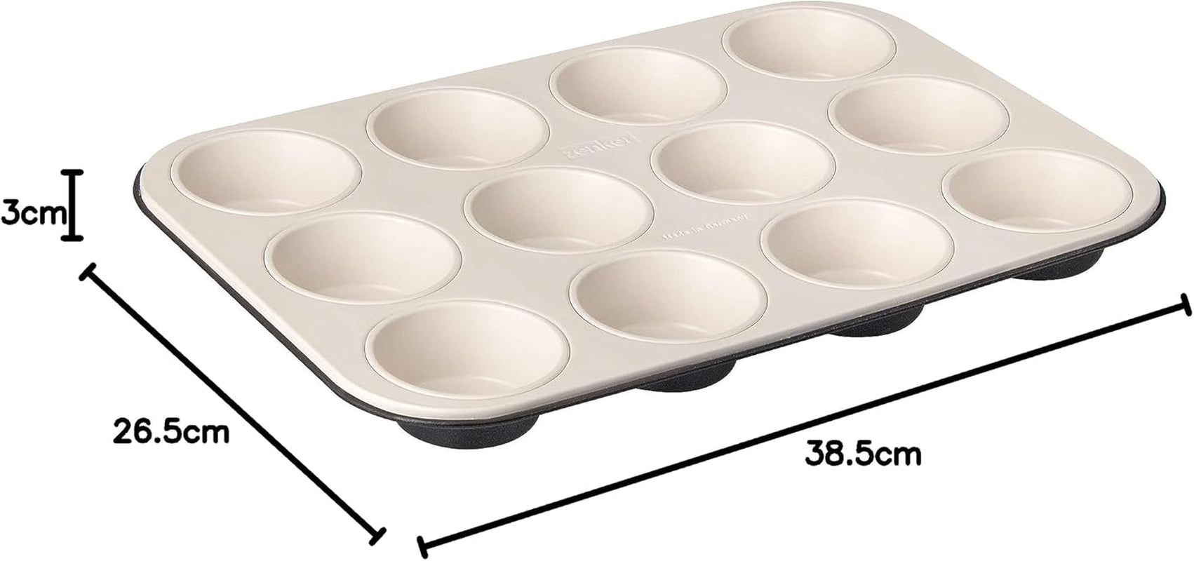 Zenker 12 muffins diamètre Ø 7 cm CREME NOIR, Plaque à pâtisserie pour muffins avec revêtement antiadhésif renforcé de céramique Moules et plaques à pâtisserie Naty Shop