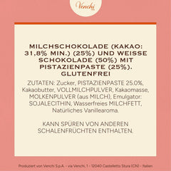 Venchi - Cremino Pistachio Bar, 110g, barre de chocolat au lait et blanc avec pâte de pistache, recette en trois couches aux saveurs méditerranéennes, sans gluten, sans colorants artificiels