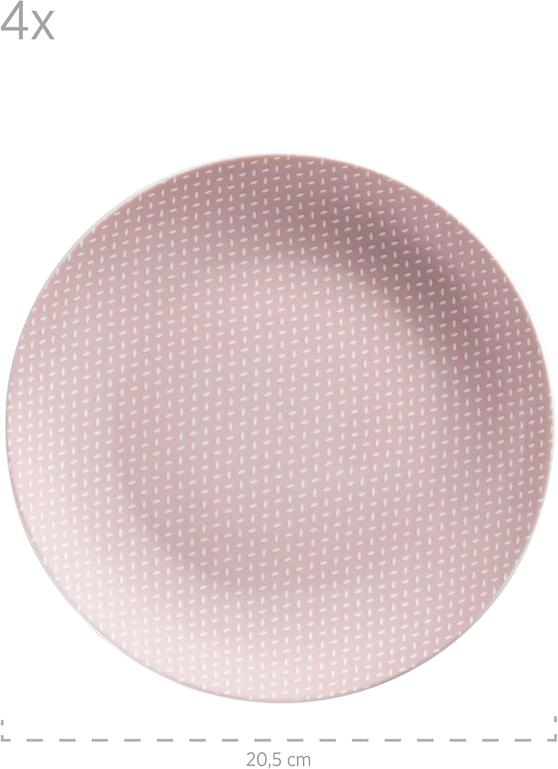 MÄSER Kitchen Time II, Service de table pour 4 personnes, Service combiné de 16 pièces aux couleurs pastel avec motif subtil, Porcelaine, Rose